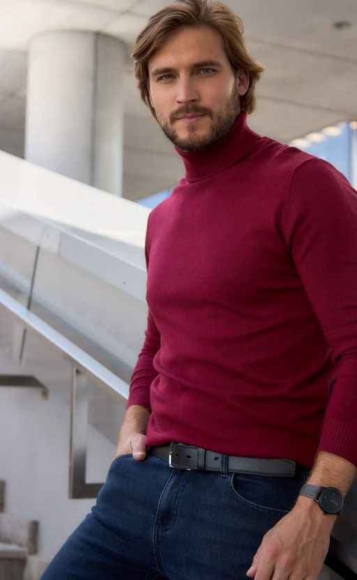 Водолазка мужская F121-01-868 бордовая - Fine joyce фото 3