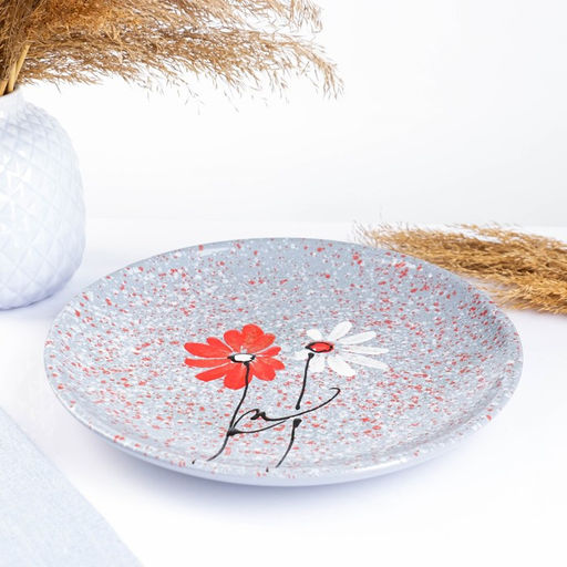 Набор тарелок для блинов Псковский гончар «Ромашка двойная», 7 предметов: 6 шт. d=16 см, 1 шт. d=24 см, серый