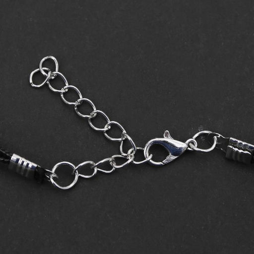 Чокер Двойной с нитью, сердце графика, цвет бело-чёрный в серебре ,L=40см - Queen fair фото 2