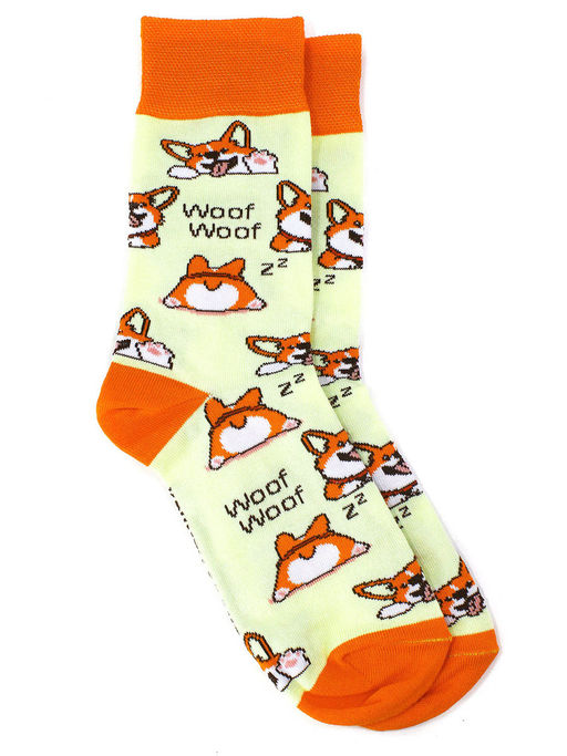 Носки р.35-40 Wow Корги на бежевом