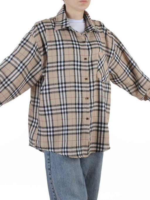 C501 BEIGE Рубашка женская оверсайз (95% хлопок, 5% спандекс)