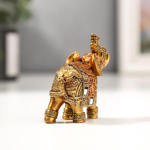 Цена за 2 шт. Фигурка полистоун «Бронзовый слоник с попоной из арабского ковра», 6.5×5.7×2.8 см