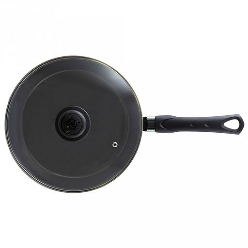 "Sandy " Сотейник с антипригарным покрытием д24см, h6,3см, s1,8мм, бакелитовая ручка, стеклянная крышка (Россия)