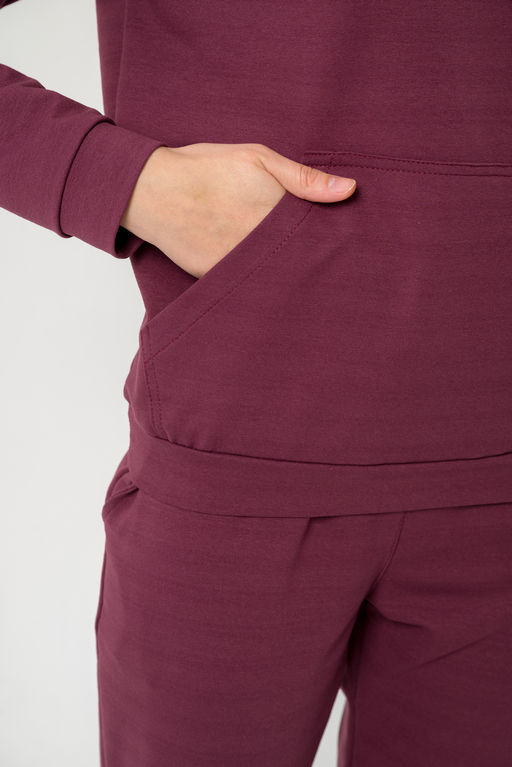 Костюм женский из худи и брюк из футера Кроссфит-2 брусника