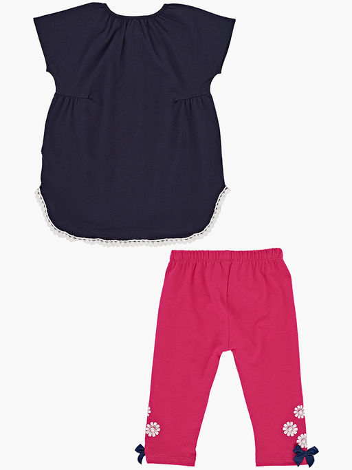 Комплект для девочки детский сад с лосинами UD 1358/4003 т.синий/малиновый - Mini maxi фото 8