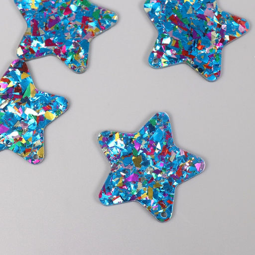 Цена за 4 шт. Декор для творчества акрил двусторонний «Блестящая звезда», 3.9×3×0.2 см