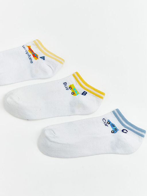 Desenli Erkek ?ocuk Patik ?orap 3l?