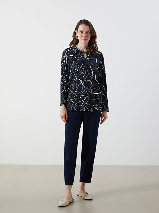 Bisiklet Yaka Desenli Bluz