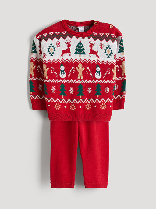 Bisiklet Yaka Uzun Kollu Y?lba?? Temal? Erkek Bebek Tak?m