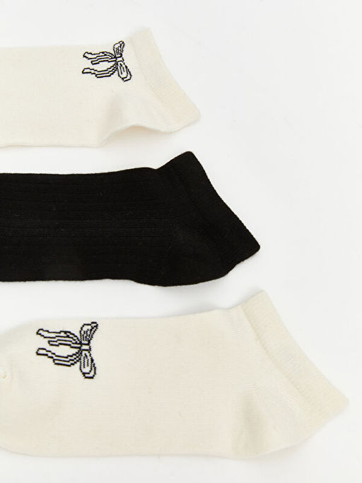 Kurdele Bask?l? Kad?n Patik ?orap 5li Paket