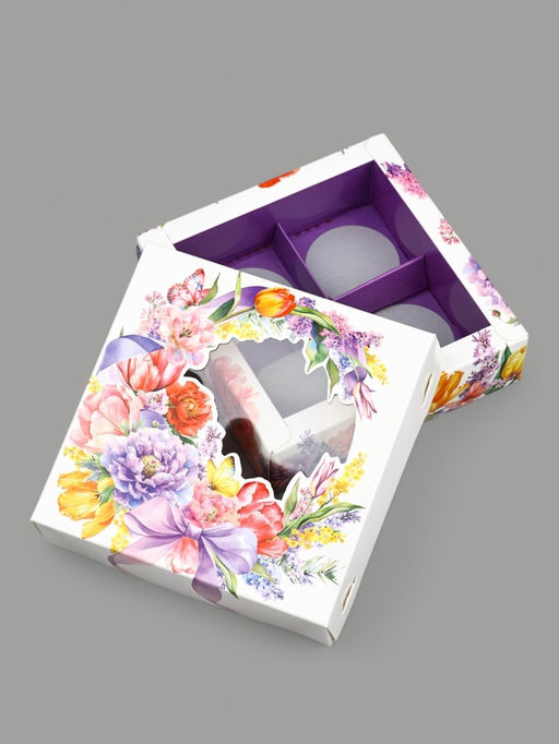 Цена за 5 шт. Коробка под 4 конфеты со скретч-слоем Букет, 10.5?10.5?3.5 см