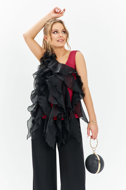 Блуза Euro Moda 681 красный, чёрный