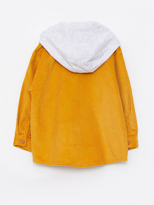 Kap??onlu Uzun Kollu Basic Erkek Bebek Kadife G?mlek