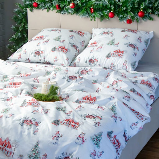 Постельное бельё Этель Funny snowman 2 сп 175х215 см, 200х220 см,70х70 см -2 шт,поплин 125 г/м2  фото 3