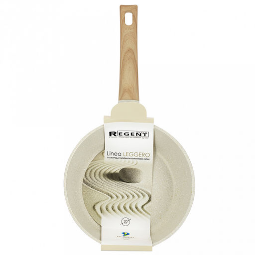 Сковорода с антипригарным покрытием "Leggero" д20см, h7см, s1,5мм, дно s3,3мм, литой алюминий, глубокая, бакелитовая ручка с покрытием "soft-touch", "Regent" (Китай) Подходит для всех видов плит, включая индукционную.
