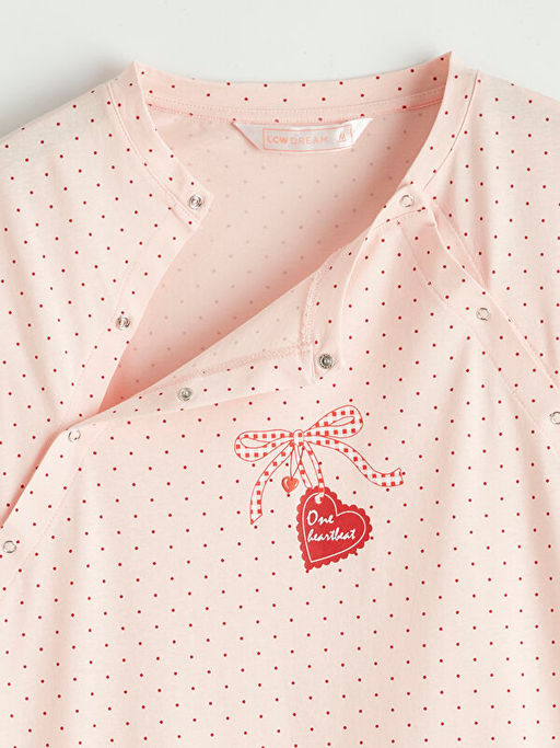 Bisiklet Yaka Puantiyeli Hamile Gecelik