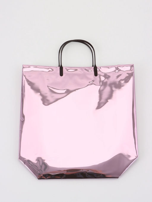 Пакет подарочный ПВХ, голография, розовый, пластиковая ручка, 32×28×11 см