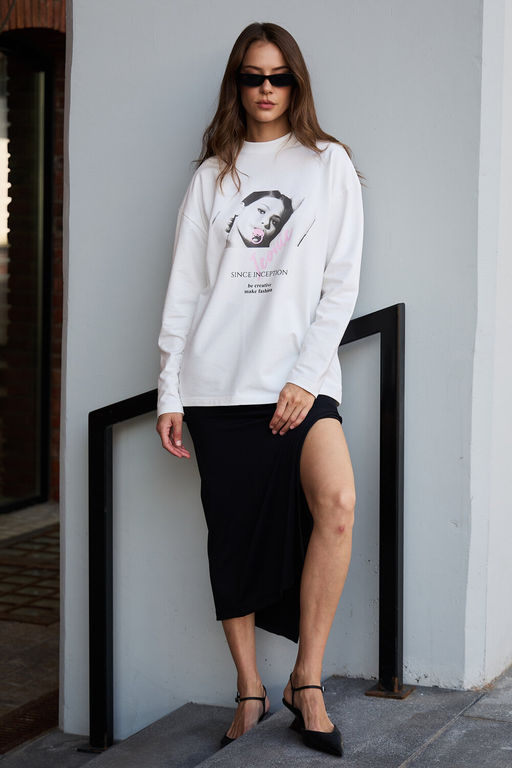 Лонгслив оверсайз с принтом