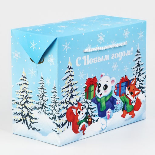 Цена за 2 шт. Пакет-коробка подарочный новогодний С Новым годом, 23?18?11 см