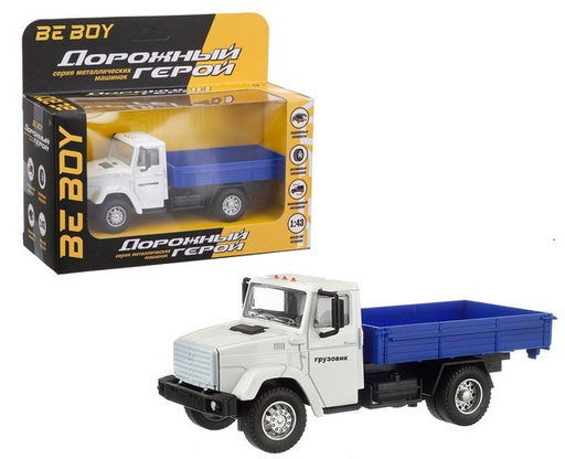 Металл. модель 16см "Грузовик бортовой 1:43" (877-A94B / IT107296) подвиж. эл-ты, усилен. инерц. механизм, резин. покрышки, в рус. коробке