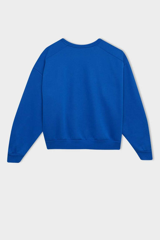 Женская крутая толстая базовая однотонная толстая толстая рубашка оверсайз с широким кроем и круглым вырезом - Defacto фото 9