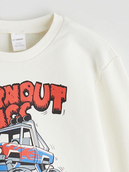 Bask?l? Erkek ?ocuk Sweatshirt