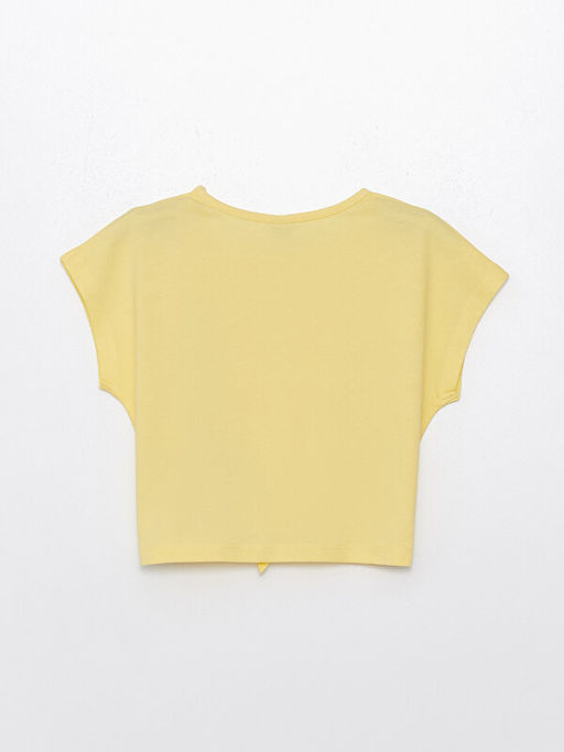 Bisiklet Yaka Bask?l? K?z ?ocuk Ti??rt - Waikiki фото 2