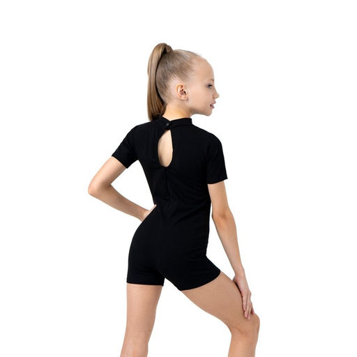 Купальник гимнастический Grace Dance, с шортами, с коротким рукавом, р. 30, цвет чёрный  фото 4