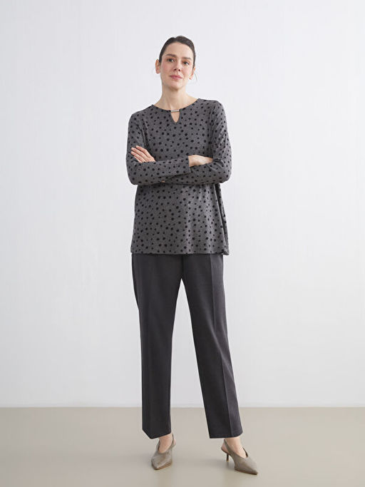 Bisiklet Yaka Puantiyeli Bluz