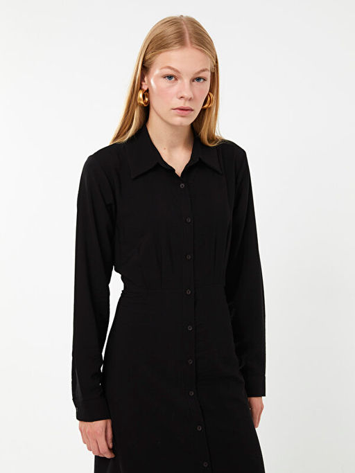 D?z Uzun Kollu Kad?n G?mlek Elbise