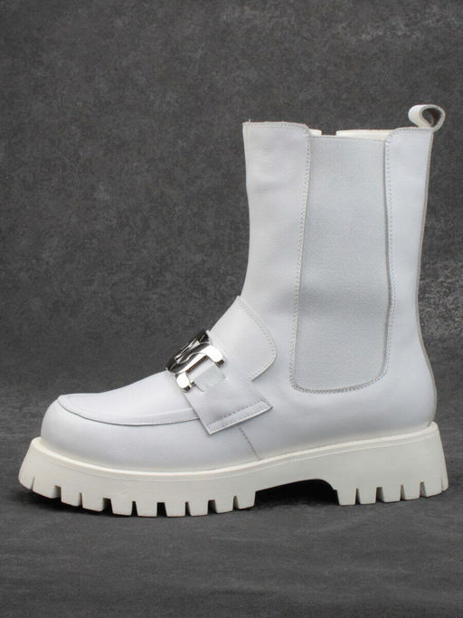 04-YPM5807B WHITE Ботинки зимние женские (натуральная кожа, натуральный мех) - Фабричный китай фото 4