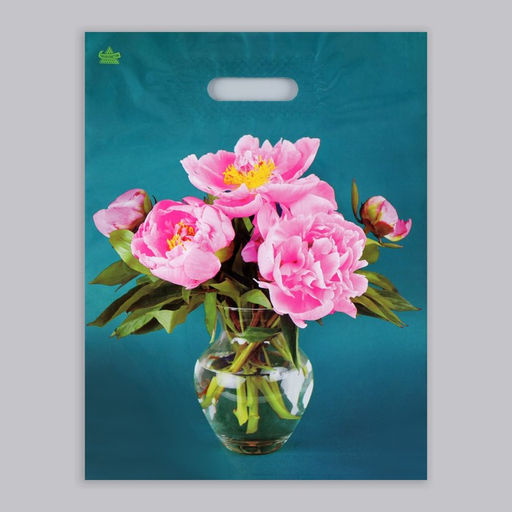 Цена за 50 шт. Пакет «Любимые пионы», полиэтиленовый с вырубной ручкой, 40×31 см, 60 мкм