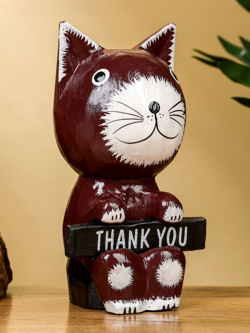 Сувенир «Кот с табличкой WELCOME», 10×7×16 см, дерево, бело-коричневый