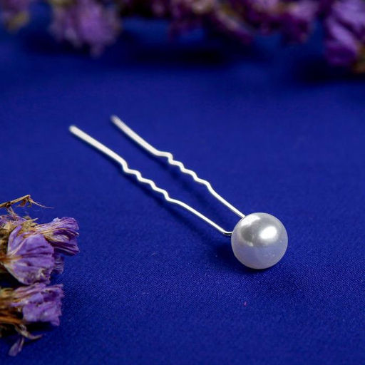 Цена за 12 шт. Шпилька для волос «Жемчужинка», 1 см, белая