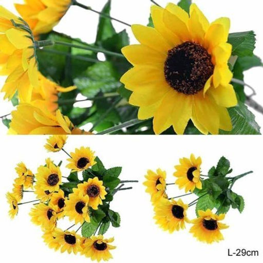 Цветок искусственный Подсолнух букет 29 см / WH-1 /уп 2/400/1200/ - Галеонтрейд фото 2