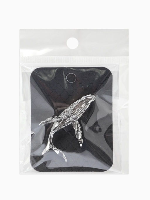 Брошь «Кит» морской, цвет серебро