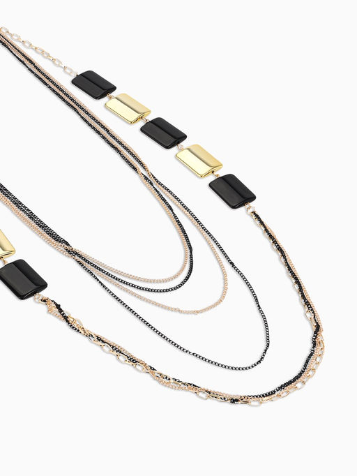 Набор 2 предмета: серьги, бусы Унисон прямоугольники, чёрный в золоте, 80 см