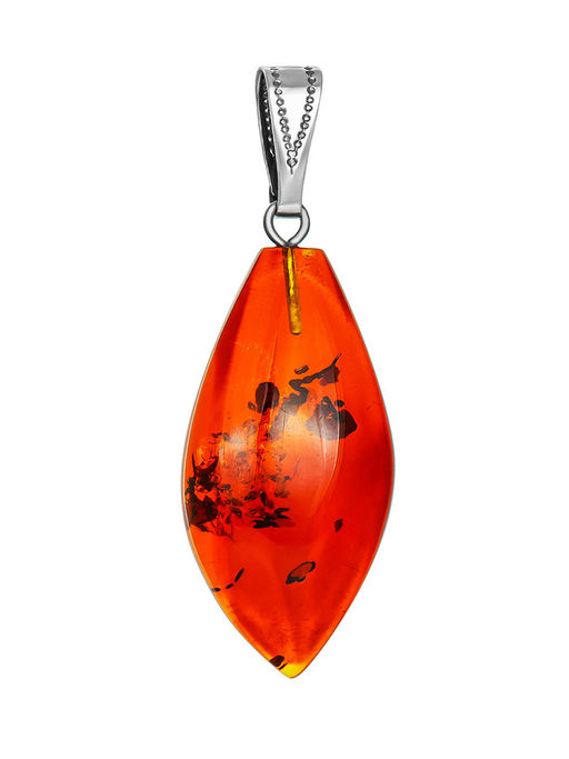 Подвеска в форме капли из натурального янтаря насыщенного вишнёвого цвета