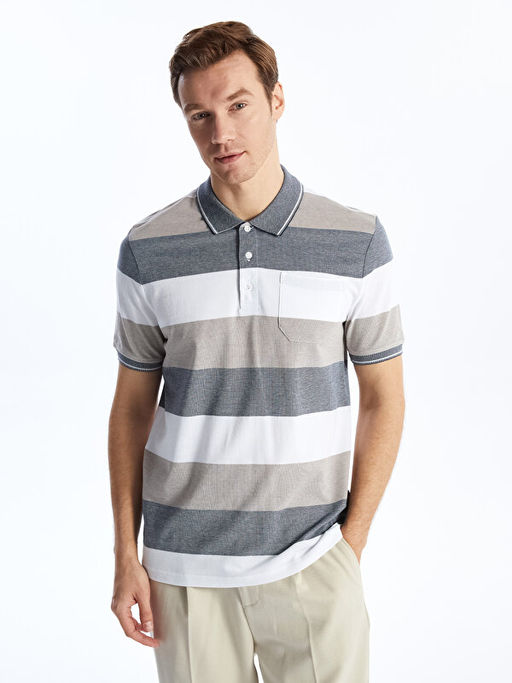 Polo Yaka K?sa Kollu Renk Bloklu Pike Erkek Ti??rt