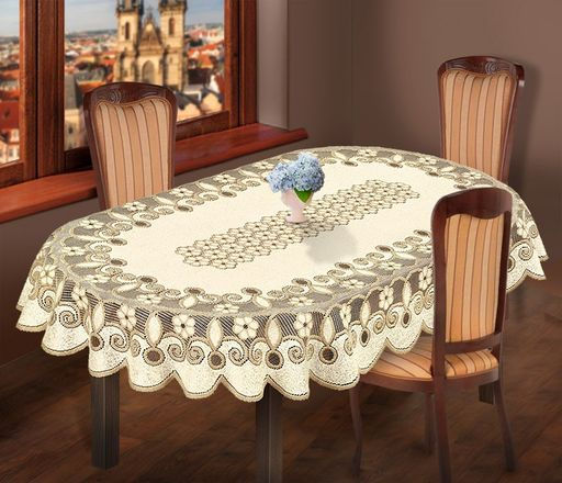 Скатерть арт. 231491/120/3, овальная, размер 120 см х 160 см, цвет кремово-золотистый - Firanka фото 3