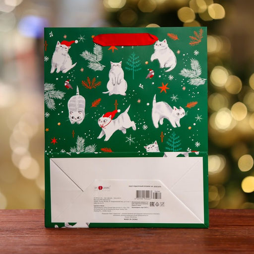 Пакет подарочный Новогодние котики, люкс 26 х 32 х 12 см - Simaland фото 6