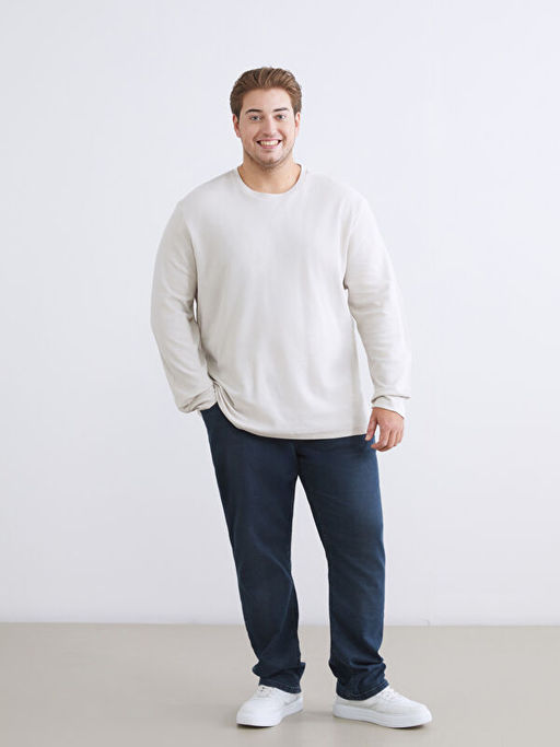 B?y?k Beden Bisiklet Yaka Erkek Sweatshirt