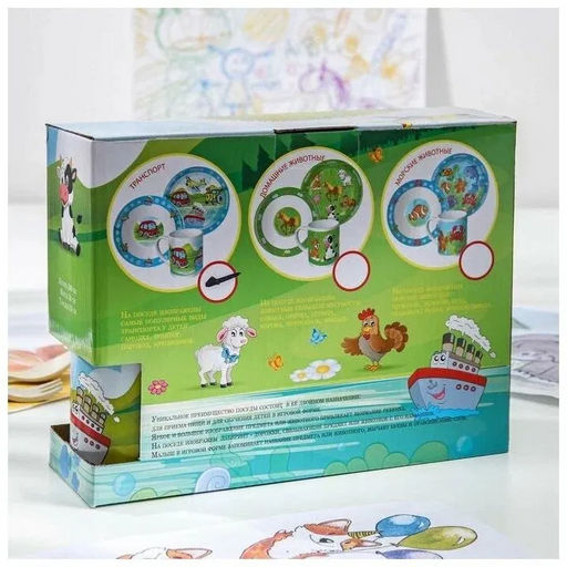 Набор Транспорт 3 предмета (тарелка 19 см, миска 18 см, кружка 240 мл) в под. уп. арт.MFK04001 /МФК/  фото 11