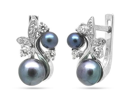 Серьги из серебра жемчуг, См096ч