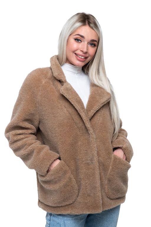 Пальто стильное из верблюжьей шерсти SHORT BARREL, цвет Camel, цвет КОРИЧНЕВЫЙ