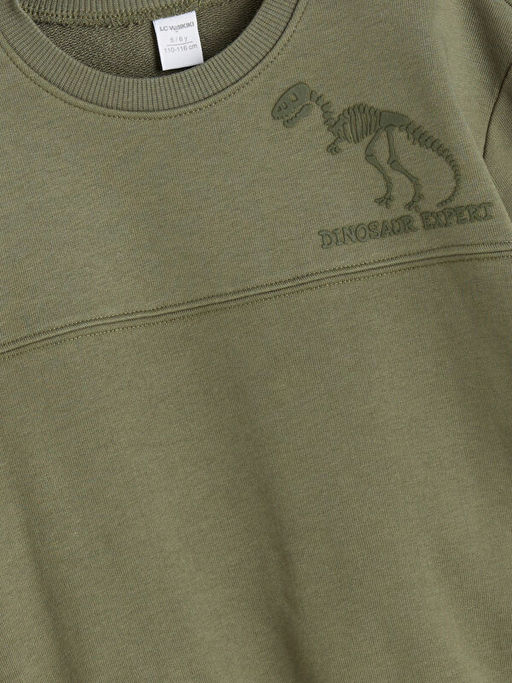 Bisiklet Yaka Dinozor Bask?l? Erkek ?ocuk Sweatshirt ve E?ofman Alt? 2li Tak?m