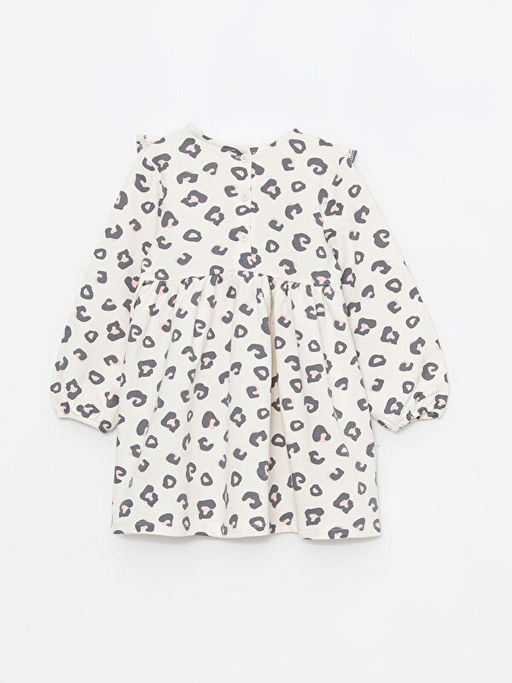 Bisiklet Yaka Uzun Kollu Bask?l? K?z Bebek Elbise - Waikiki фото 2