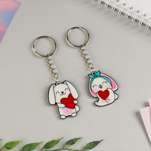 Цена за 2 шт. Брелок для ключей парный «Моей любимке», акриловый, 13,3 х 8