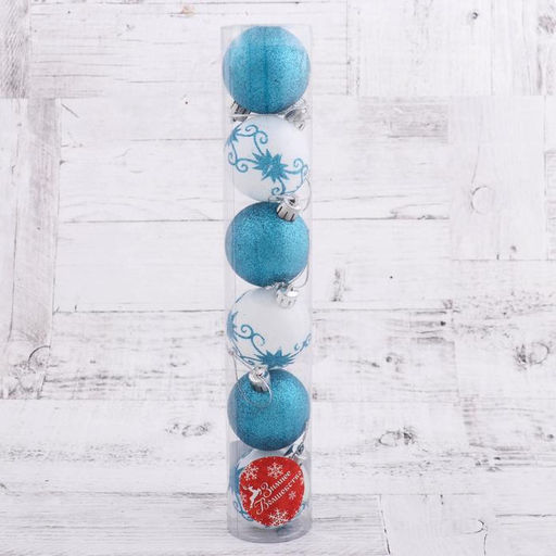 Цена за 2 шт. Ёлочные игрушки Зимняя сказка, шары новогодние, d=5 см, набор 6 шт., бело-голубой - Зимнее волшебство фото 2