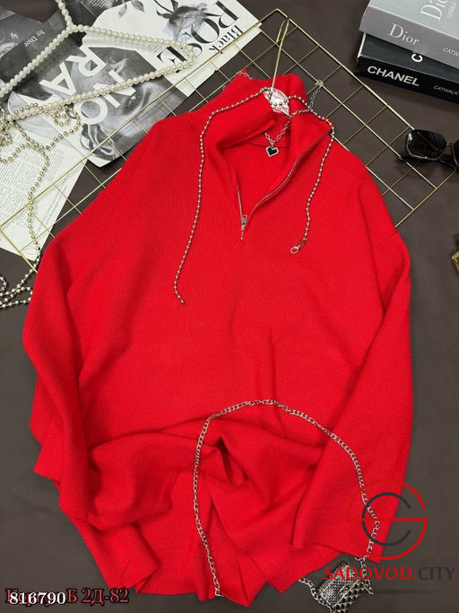 Свободный оверсайз свитер поло с молнией - Bruno фото 2